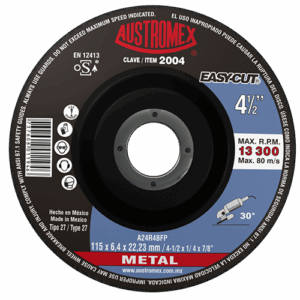 DISCO PARA DESBASTE DE METAL 4-1/2 PULG 2004 AUSTROMEX SKU 416