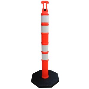 POSTE ANARANJADO CON BASE NEGRA Y CUATRO CINTAS REFLEJANTES JYRSA