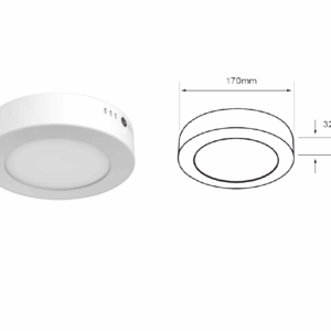 LAMAPRA LED,DE SOBREPONER 12W,LUZ SUAVE CALIDA,INTERIORES NO ATENUABLE TECNOLITE 12PTLLEDR30MVB