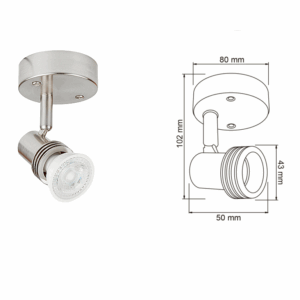 SPOT DE MUROS Y TECHOS PARA INTERIORES DE ACERO SATINADO COLGANTE 50 WATTS,TECNOLITE 60LVC601MV