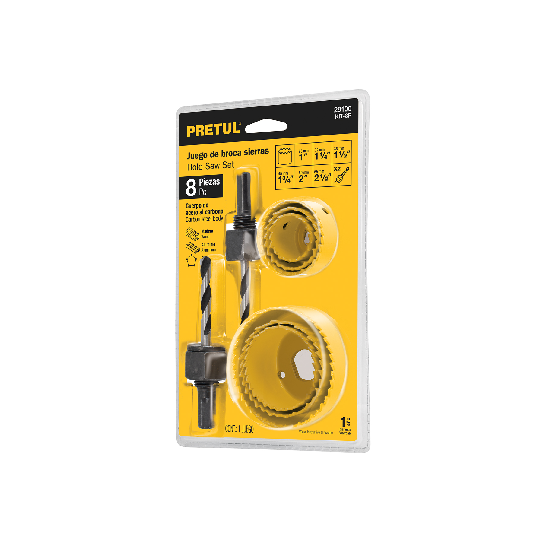 JUEGO DE 7 BROCASIERA ACERO AL CARBONO 1 MANDRIL,PRETUL 29100